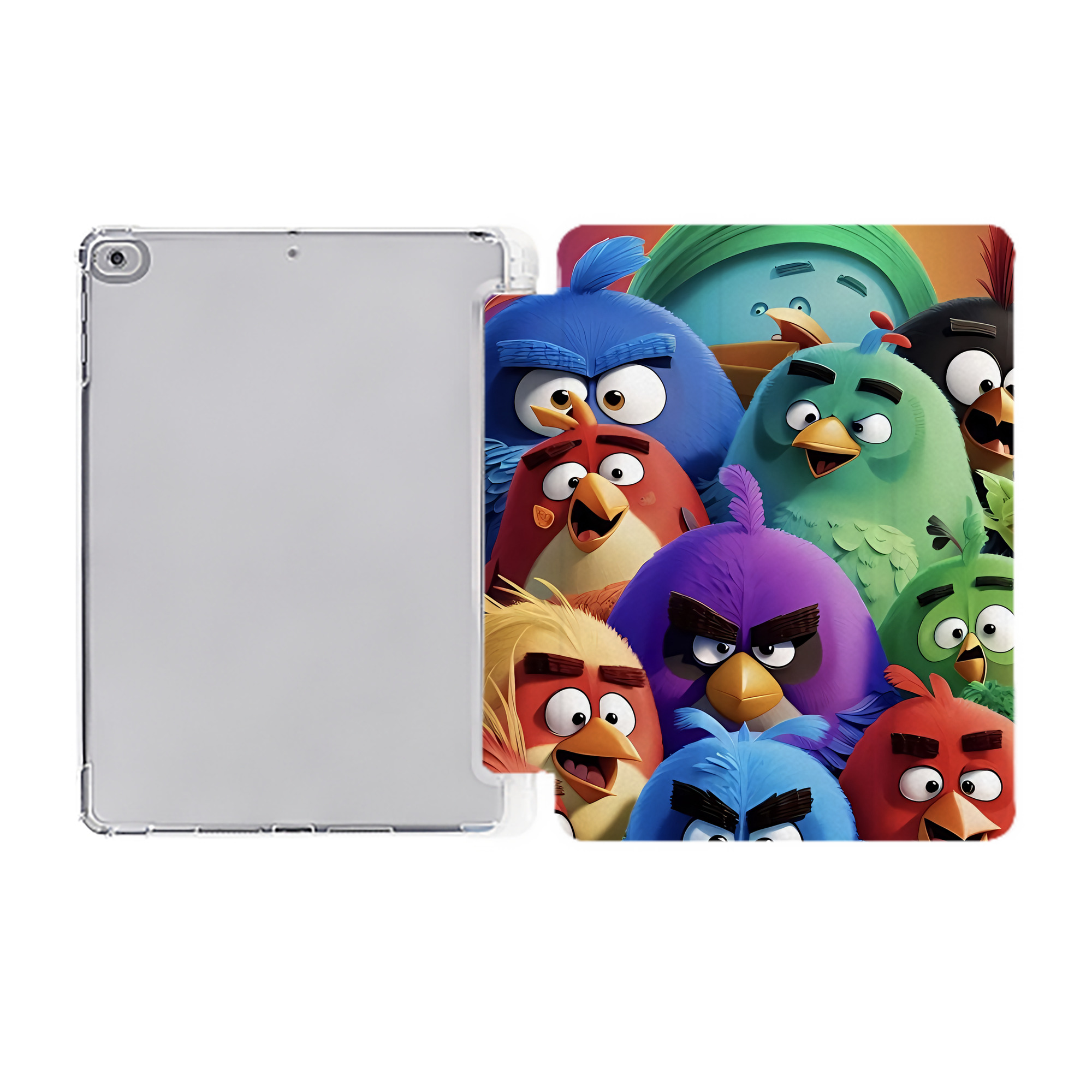 （画像用） Angry Birds アングリーバード IPad ケース ペン収納付き 三つ折りスタンド PUレザー×シリコン 対応機種9.5/10.5/10.9インチ